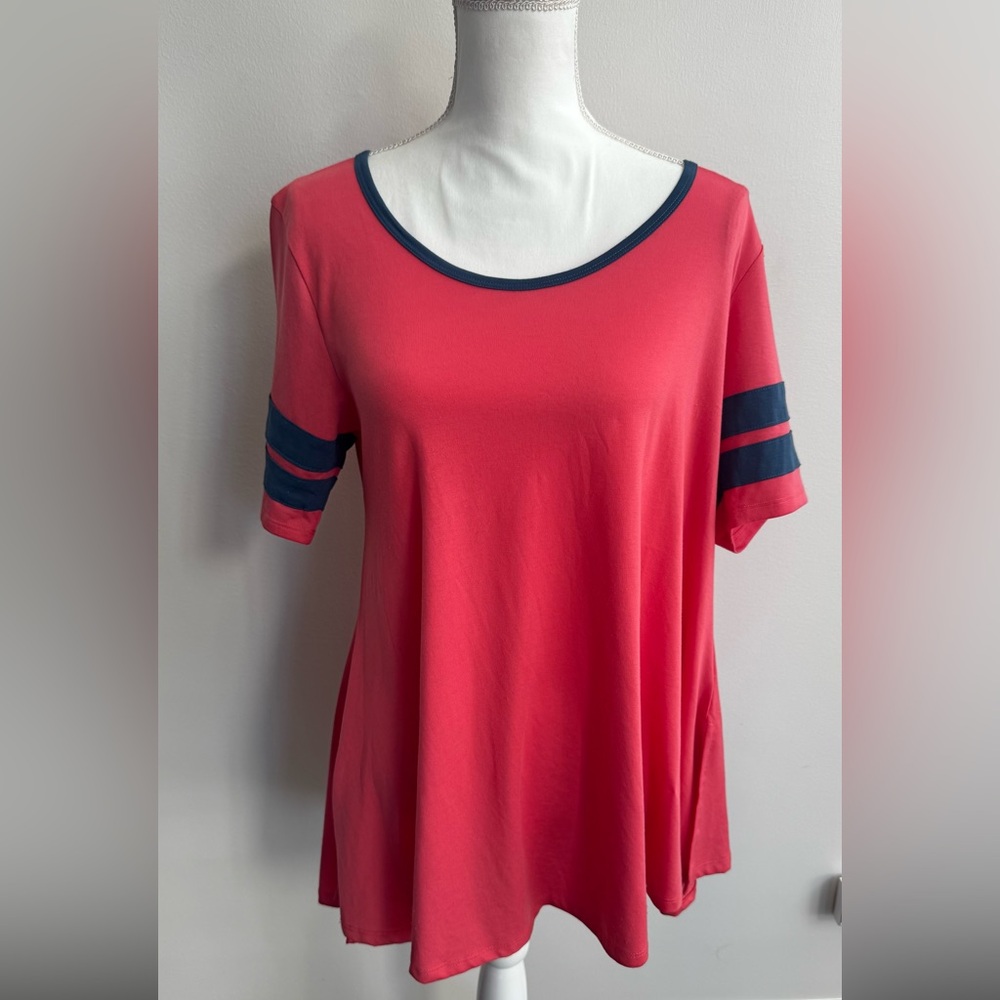LuLaRoe Coral Tunic Top with Navy Stripes